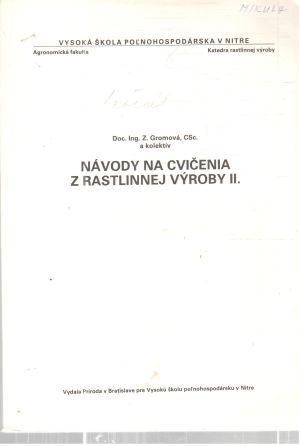 Obal knihy Návody na cvičenia z rastlinnej výroby II.