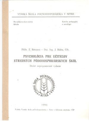 Obal knihy Psychológia pre učiteľov stredných pôdohospodárskych škôl