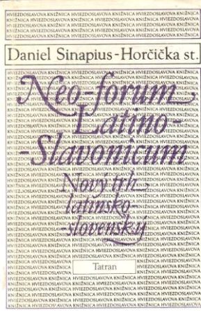 Obal knihy Neo-forum Latino-Slavonicum